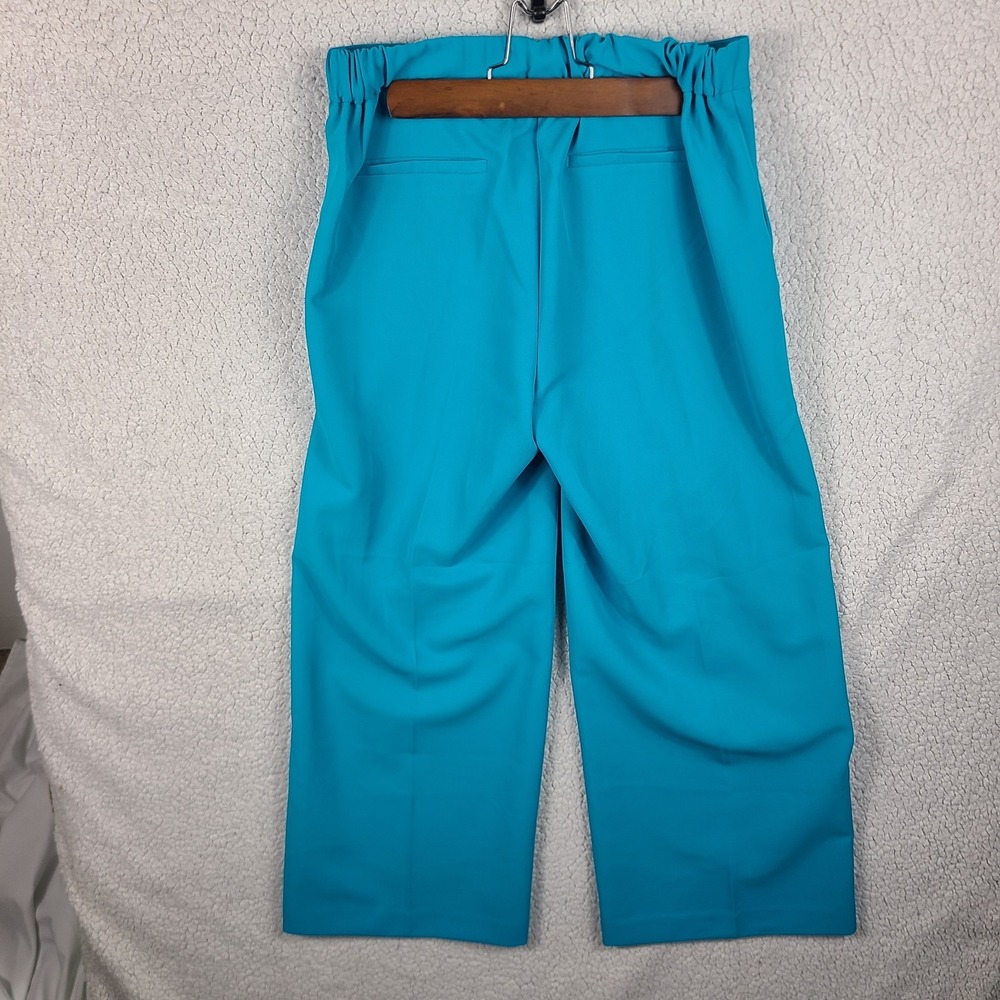 C by One Teal Blue pull on Elastic wide leg ankle length pants front tie XS NWT - Picture 9 of 12